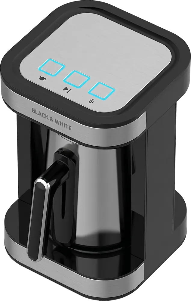 Black And White Turkish Coffee Maker 4 Cups 400 Watt Stainless Steel - CM-310S