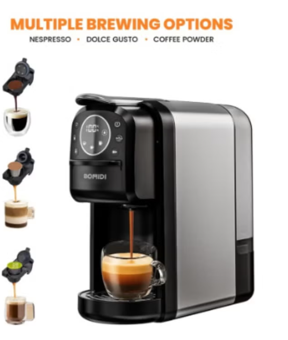 Bomidi 3 in 1 Espresso Machine , 700 milliliter 4 Cups , Black - CM01