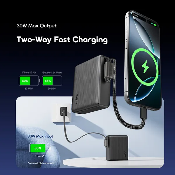 Oraimo Power Bank , 20000 mAh 5 Ports , Black , OPB-7203C