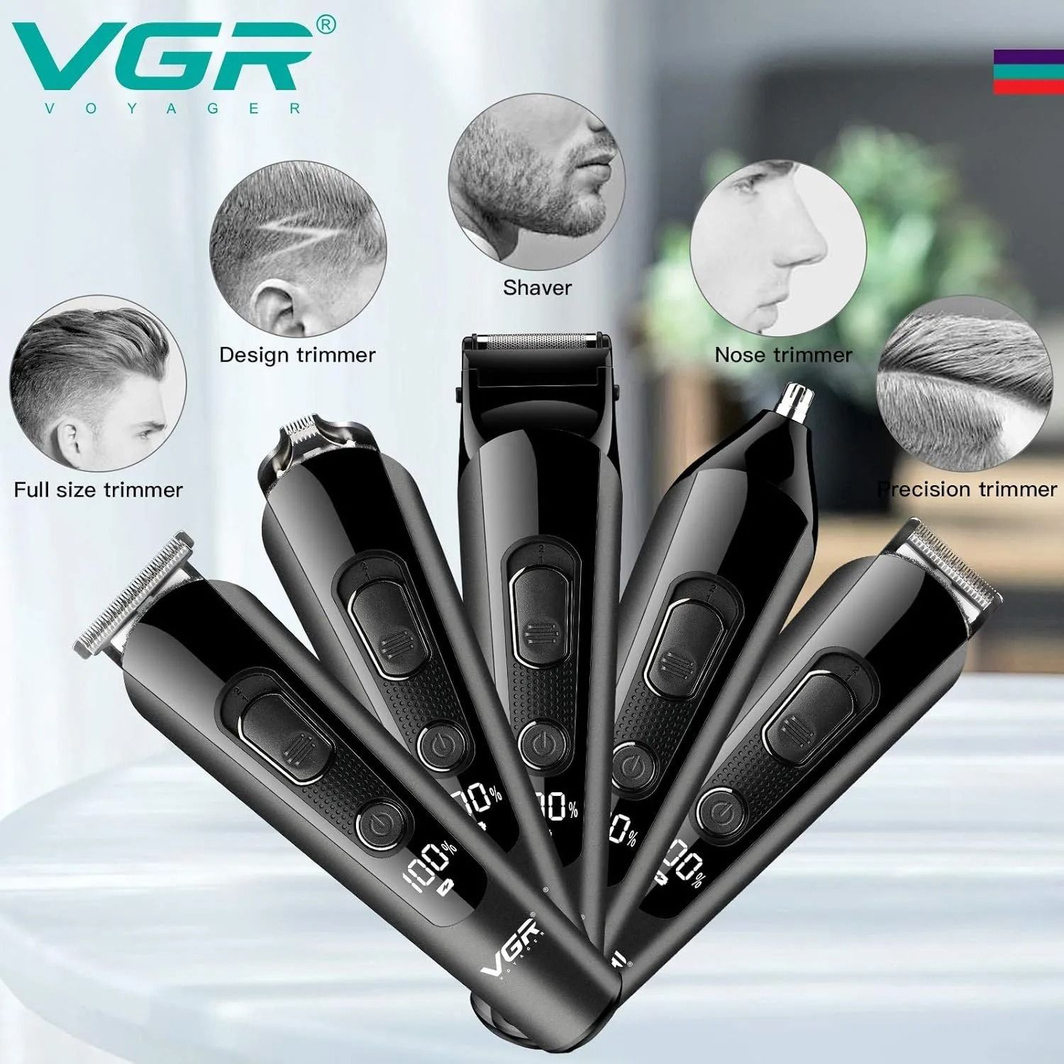 طقم ماكينة حلاقة في جي ار بروفيشنال ، استخدام جاف ، اسود - V-175