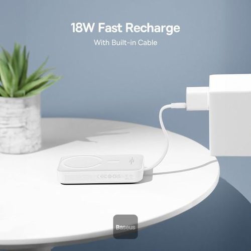 Baseus Wired and wireless Power Bank , 10000 mAh 1 Ports , White , P1002210B113-00