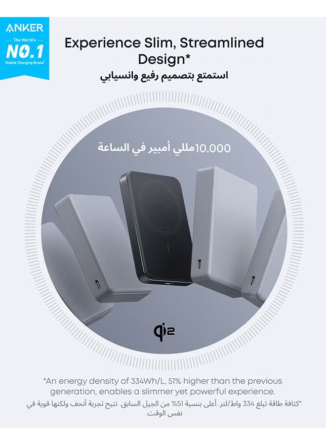 باور بانك سلكي ولاسلكي انكر ماج جو ، سعة 10000 مللي امبير ، عدد 1 منفذ ، اسود - A1654