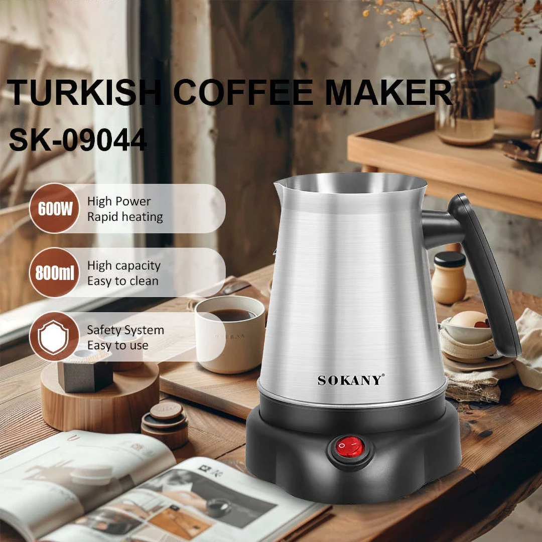 Sokany Turkish Coffee Maker , 800 milliliter 600 Watt Stainless Steel - SK-09044