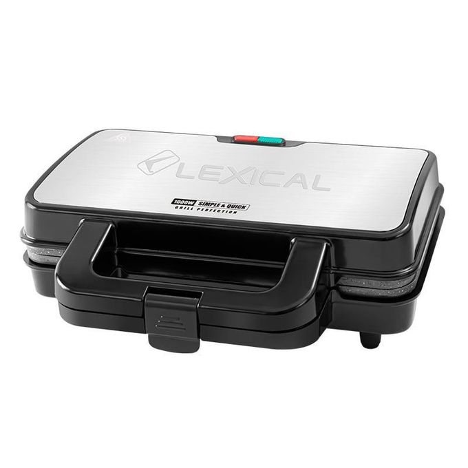 Lexical Electric Grill And Sandwich Maker , 1000 Watt , Black Stainless Steel - LSM-2505