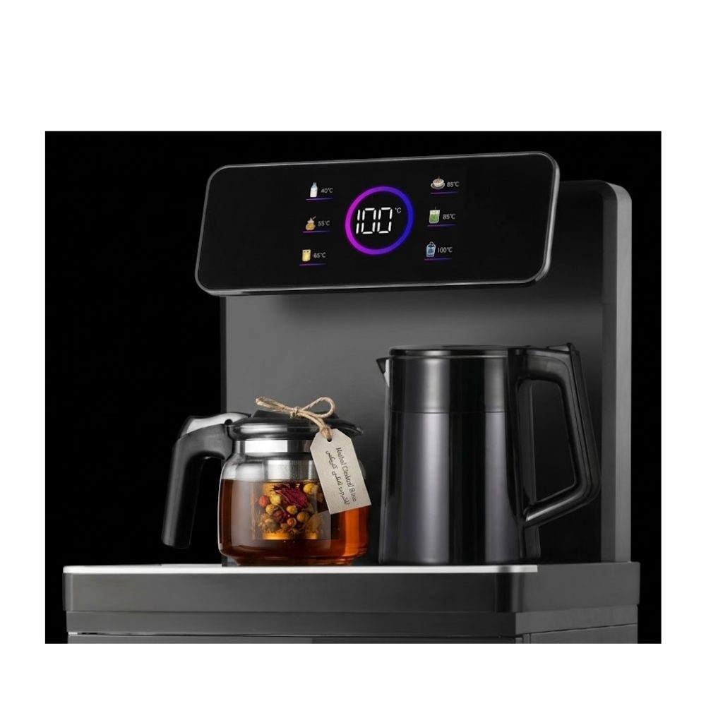 Purity Cold & Normal Bottom Loading Digital Water Dispenser with Tea Maker and Kettle , 2 Tabs Black - PFK49