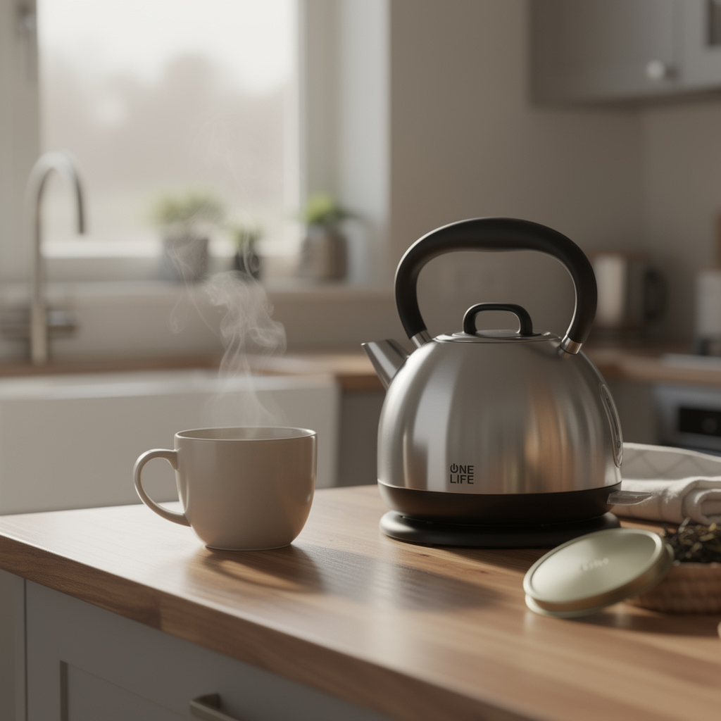 One Life Electric Kettle , 1.7 Liter 2200 Watt , Silver - EK50SI