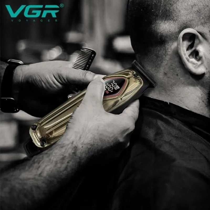VGR Professional Rechargeable Hair Trimmer with Attachments Dry , Gold - V-945