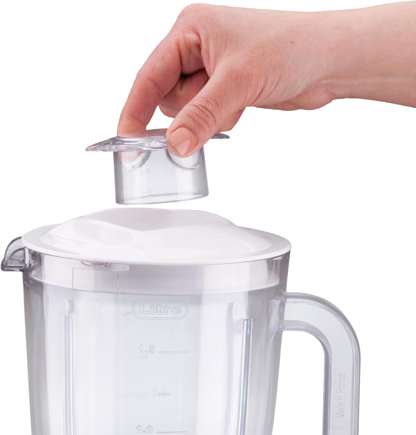 Mienta Quick Mix Countertop Blender with 2 Grinders 1.75 Liter 600 Watt White - BL1281H, with 3 Plastic Food Containers