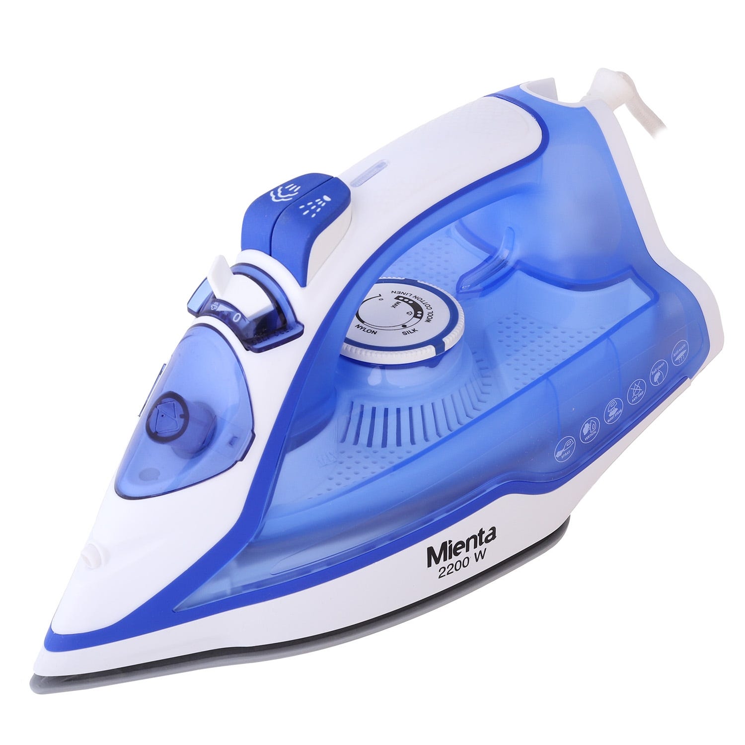 Mienta Steam Iron , 2200 Watt , White Blue - SI181438A