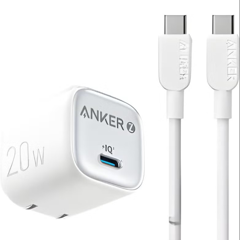 شاحن مع كابل Type C انكر زولو IQ ، عدد 1 منفذ Type C ، قدرة 20 وات ، ابيض - B2699621