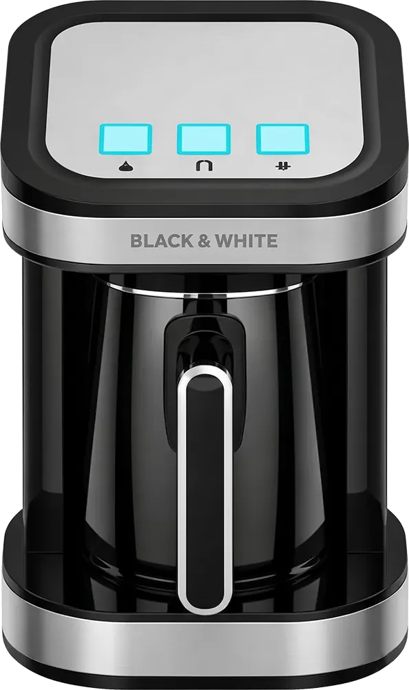 Black And White Turkish Coffee Maker 4 Cups 400 Watt Stainless Steel - CM-310S