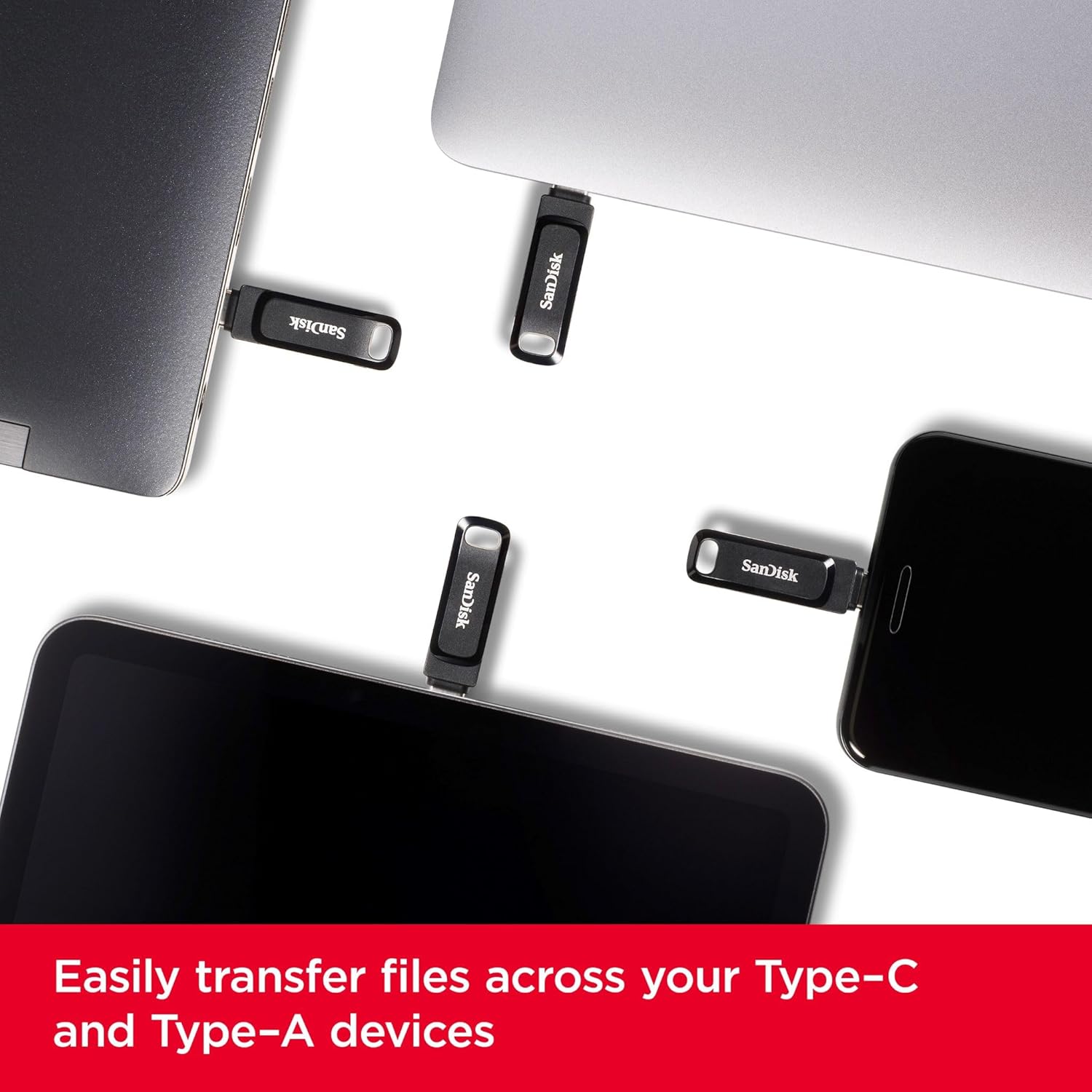 Sandisk Ultra USB 3.1 Type-A and USB Type-C Flash Drive , 64 GB , Black - SDDDC3-064G-G46