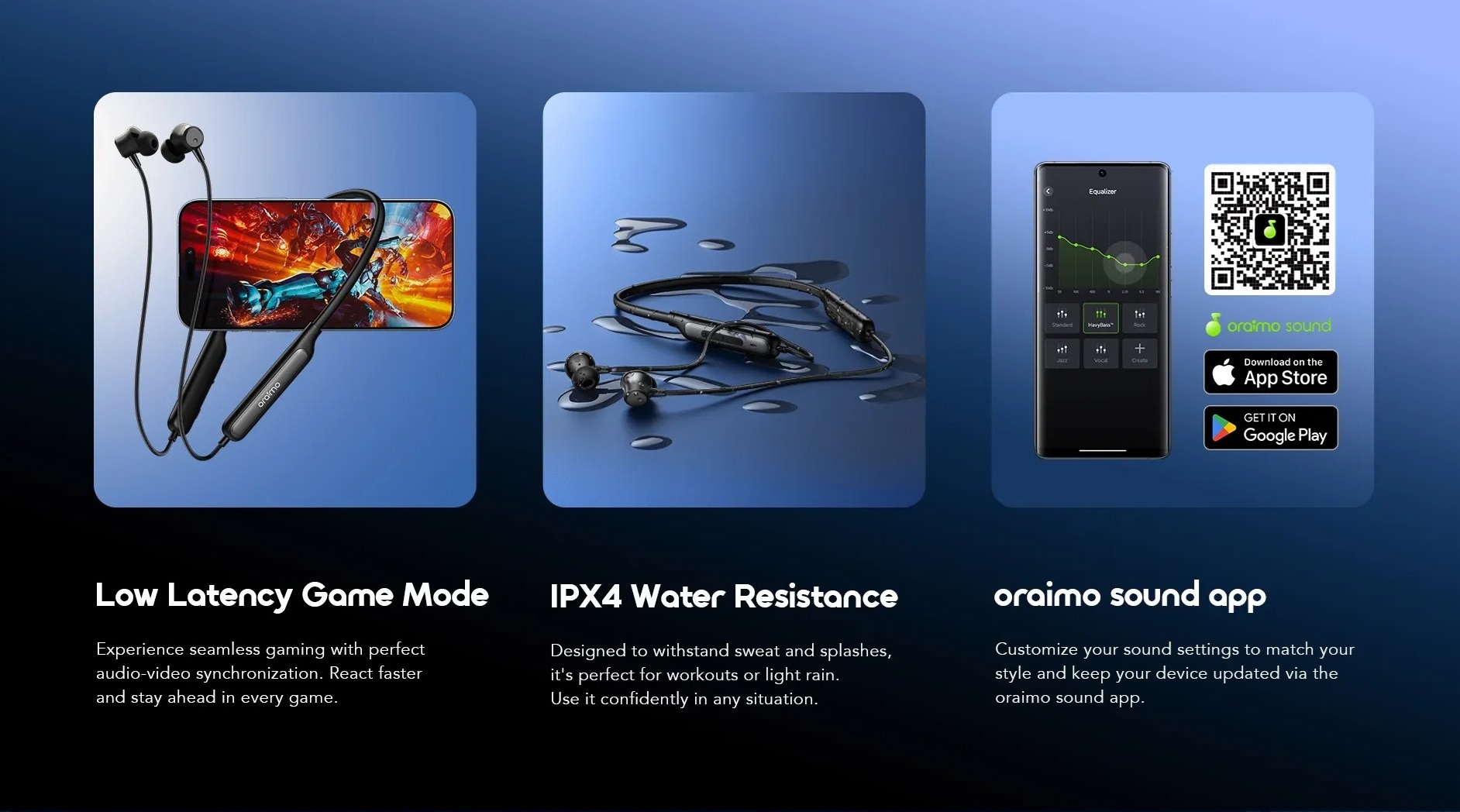 Oraimo Necklace 5 Wireless Neckband In-Ear Earphones , Active Noise Cancellation , Black - OEB-611