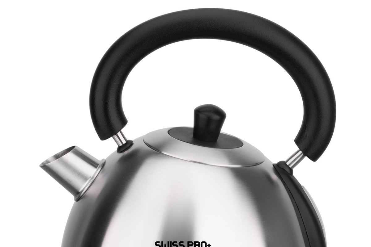 Swiss Pro Plus Retro 304 Stainless steel body Electric Kettle , 1.8 Liter 2200 Watt , Silver - Swiss Pro Plus