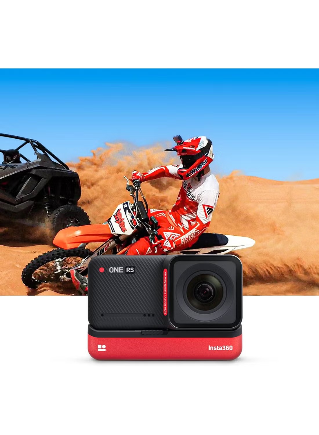 Insta360 ONE RS Twin Edition Action Camera , 48 megapixels 16mm , Black Red