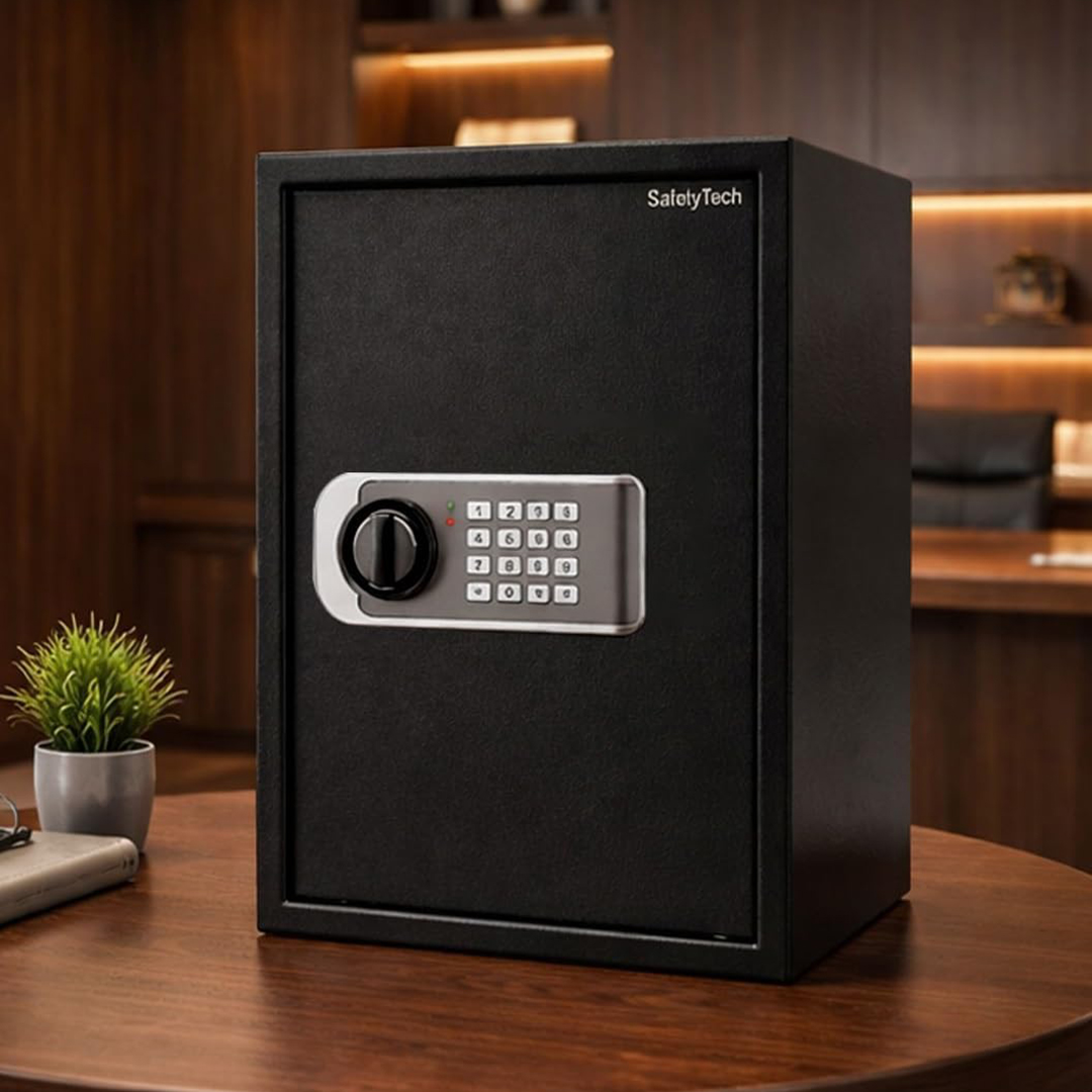 Safety Tech Digital Electronic with Key Lock Safe Box ,50 Liter ,Black - GN 50 DLE