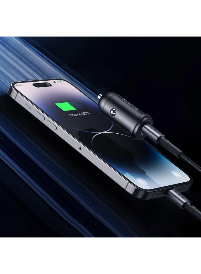 Mcdodo Car Charger with Cable Type C , 1 Ports , Type C , 30 Watt , Black - CC-7493