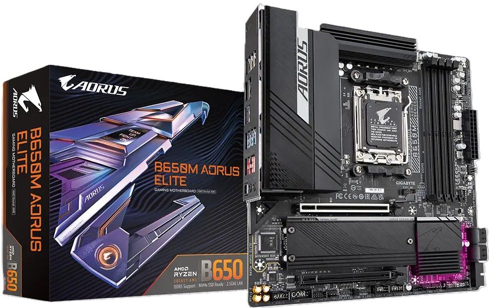 ماذر بورد جيجابايت B650M اوروس ايليت ، AMD ، mATX - اسود