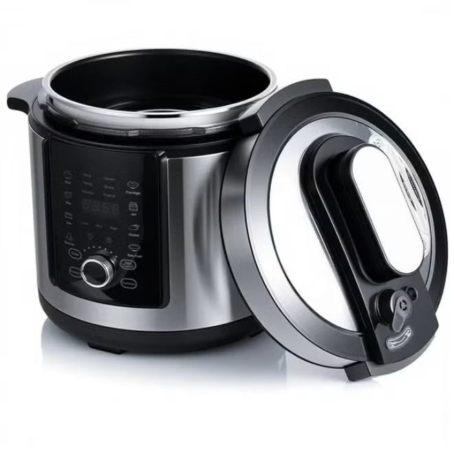 Raf Digital Electric Pressure Cooker , 6 Liter 1000 Watt , Silver Black - R.184