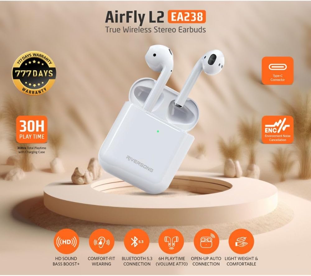 ايربودز ريفرسونج ايرفلاي L2 ، ابيض - EA238
