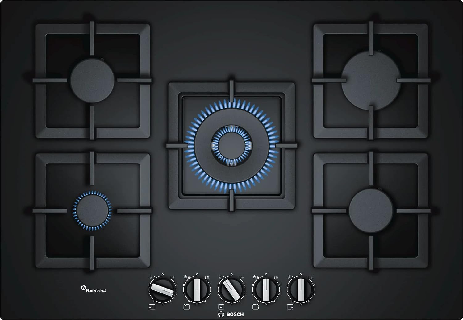 Bosch Serie 6 Gas Gas Built-in Hob ,80 Centimeter 5 Burners ,Black - PPQ7A6B20
