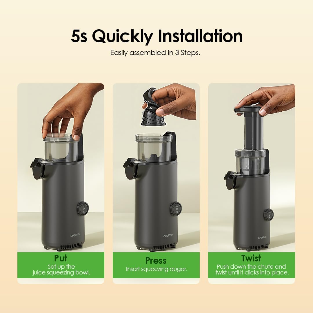 Oraimo EasyJuice Mini Portable Slow Juicer , 500 milliliter 130 Watt Black - OMJ-201A