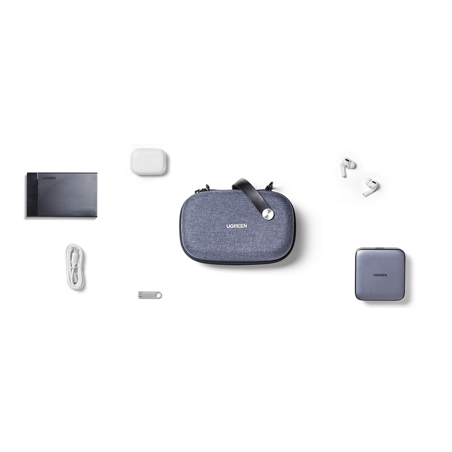Ugreen Storage Case forChargers, mouse, earphones, hard drives, Power banks, flash drives, memory cards, and more ,Grey - LP152