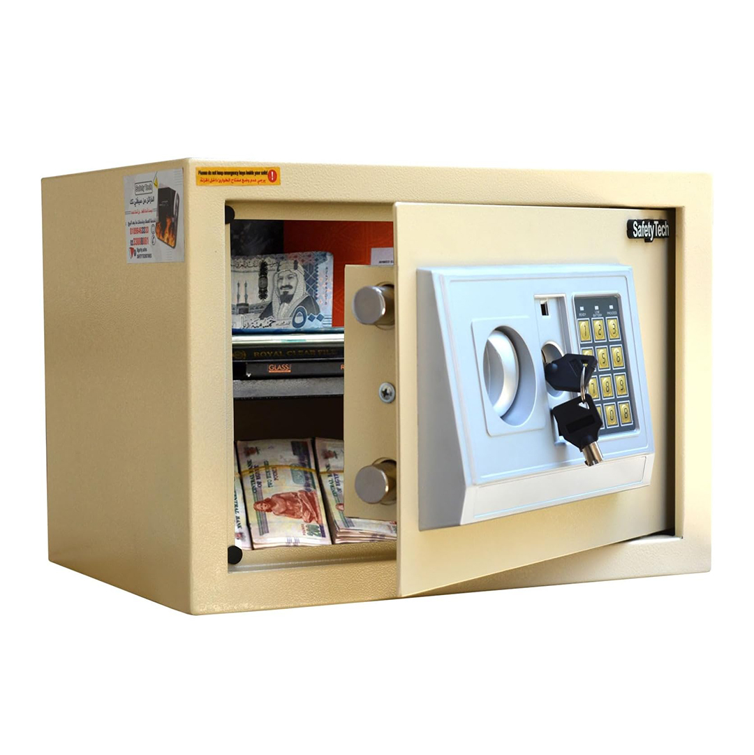 Safety Tech Digital Electronic with Key Lock Safe Box ,25 Liter ,Beige - GN25 EIA 607