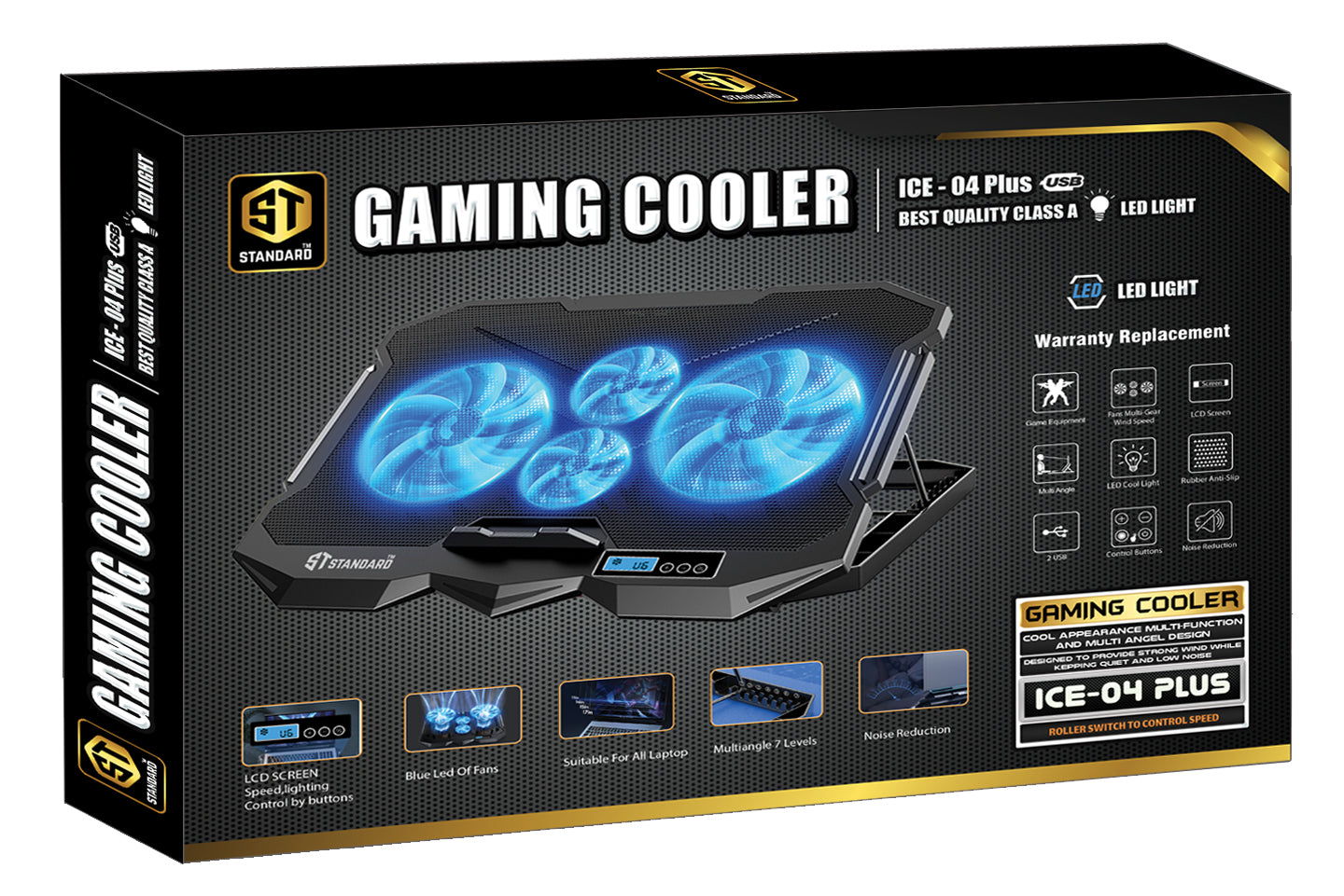 Standard ICE04Plus Laptop Cooling Pad ,Black