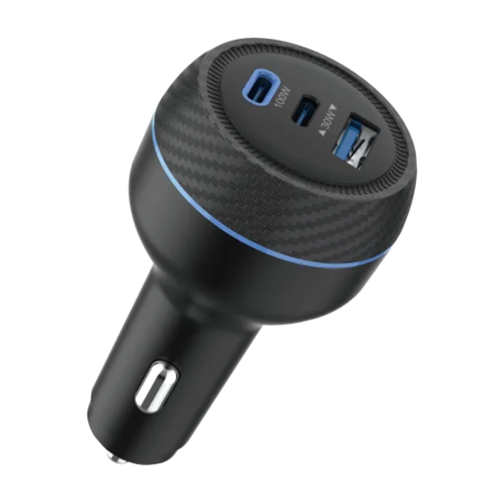Nine Mega Car Power 356A Car Charger , 3 Ports , Triple Port , 130 Watt , 12 Volt , Black