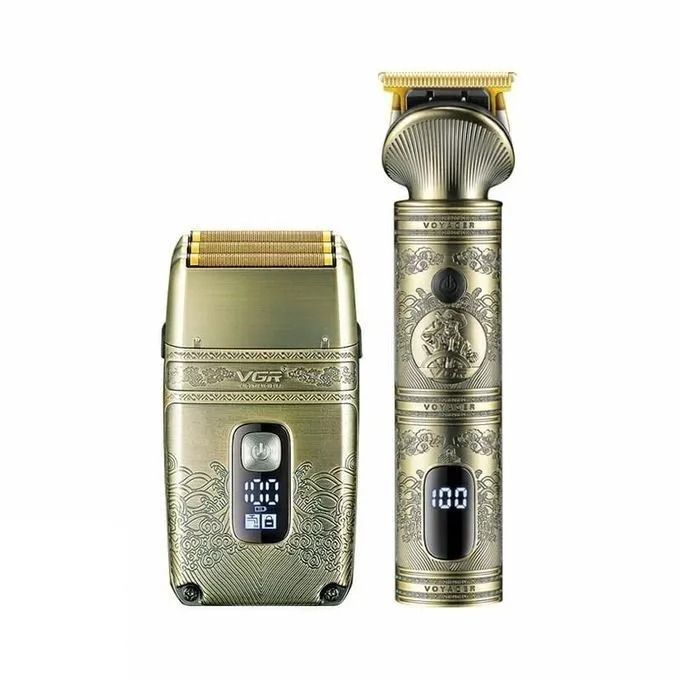 طقم ماكينة حلاقة في جي ار بروفيشنال ، استخدام جاف ، ذهبي - V-649