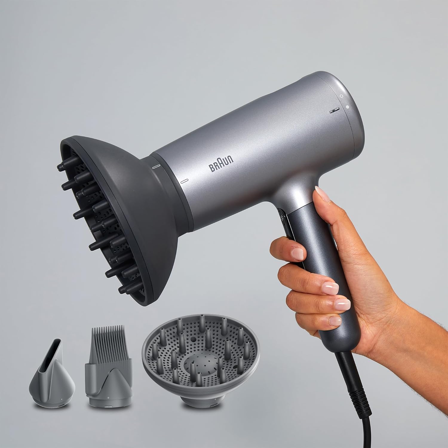 Braun HD 4.3 Hair Dryer 2200 Watt , Black Silver - BRHD435SDE