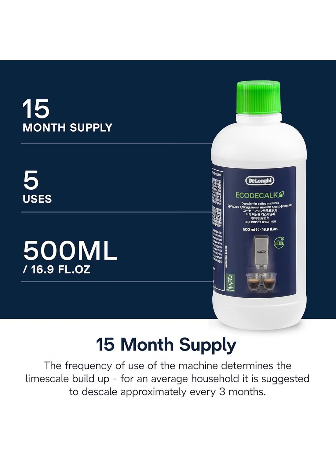 Delonghi EcoDecalk Natural Descaler ,White - DLSC500