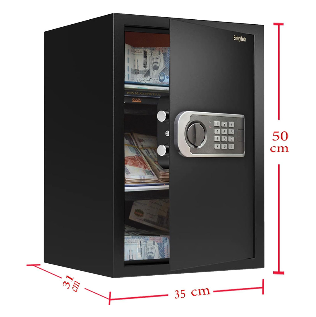 Safety Tech Digital Electronic with Key Lock Safe Box ,50 Liter ,Black - GN 50 DLE