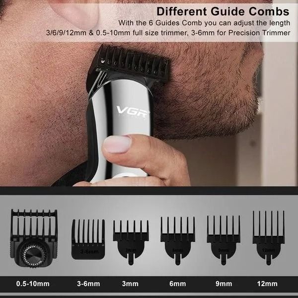 VGR Professional Grooming Kit Wet & Dry , Black Silver - V-107