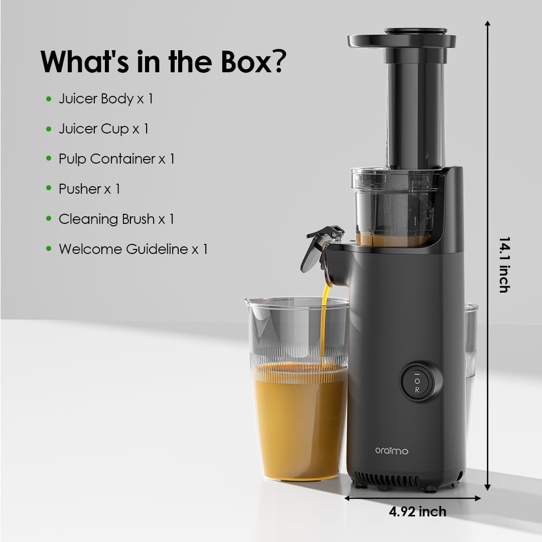 Oraimo EasyJuice Mini Portable Slow Juicer , 500 milliliter 130 Watt Black - OMJ-201A