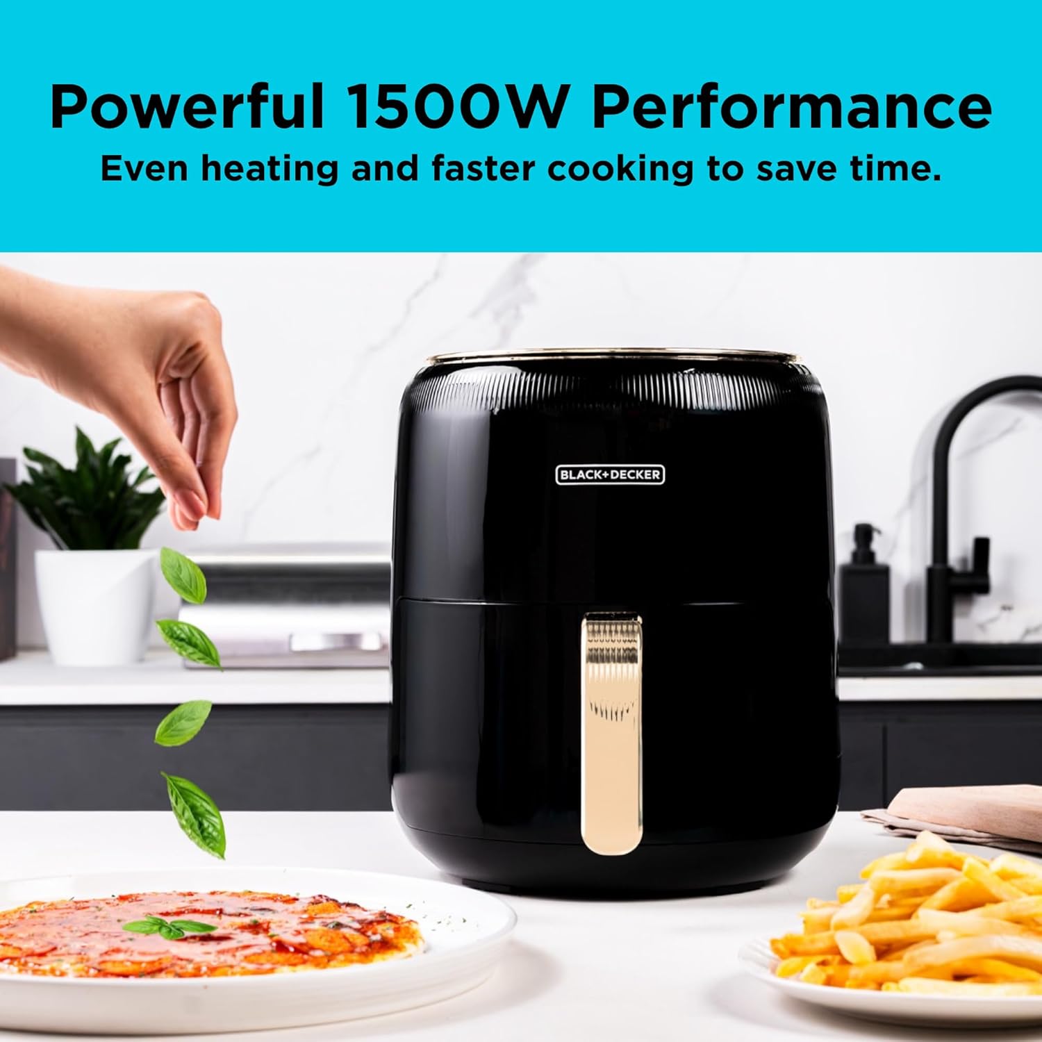 Black + Decker Aerofry Digital Air Fryer , 4.5 Liter , 1500 Watt Black - AF4510-B5