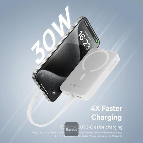 Baseus Wired and wireless Power Bank , 10000 mAh 1 Ports , White , P1002210B113-00
