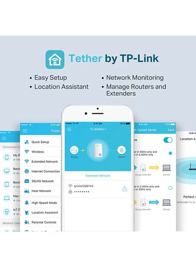 Tp-Link Wifi Extender , White - TL-WA850RE