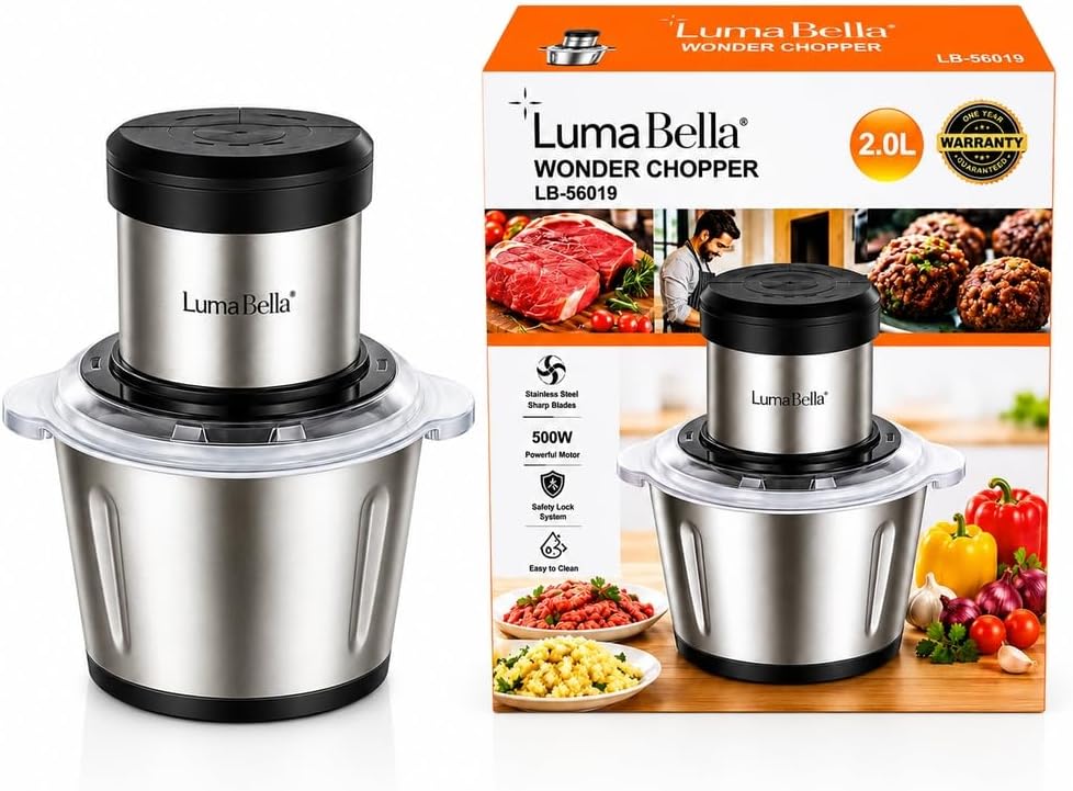 Luma Bella Wonder LB-56019 Electric Chopper 2 Liter , 500 Watt Silver Black - A1-533