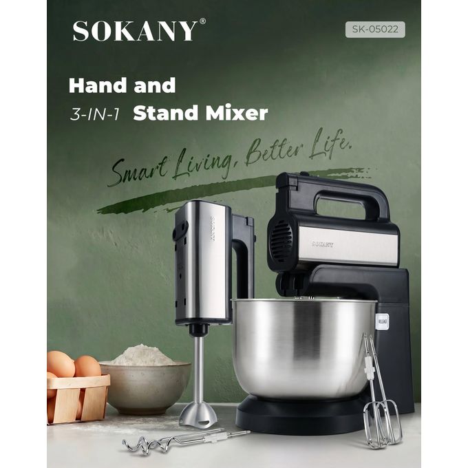 Dsp 3-in-1 Stand Mixer with Attachments 4 Liter Black Silver - SK-05022