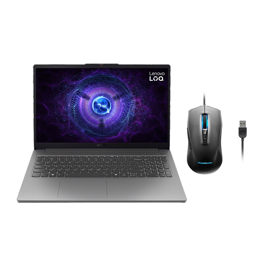 لاب توب لينوفو LOQ 15IAX9E - 83LK0070ED ، معالج انتل كور i5-12450HX 15.6 بوصة ، هارد 512 جيجا بايت ، رام 16 جيجا بايت ، كارت شاشة انفيديا جي فورس RTX 3050 ،ويندوز 11 - رمادي لونا