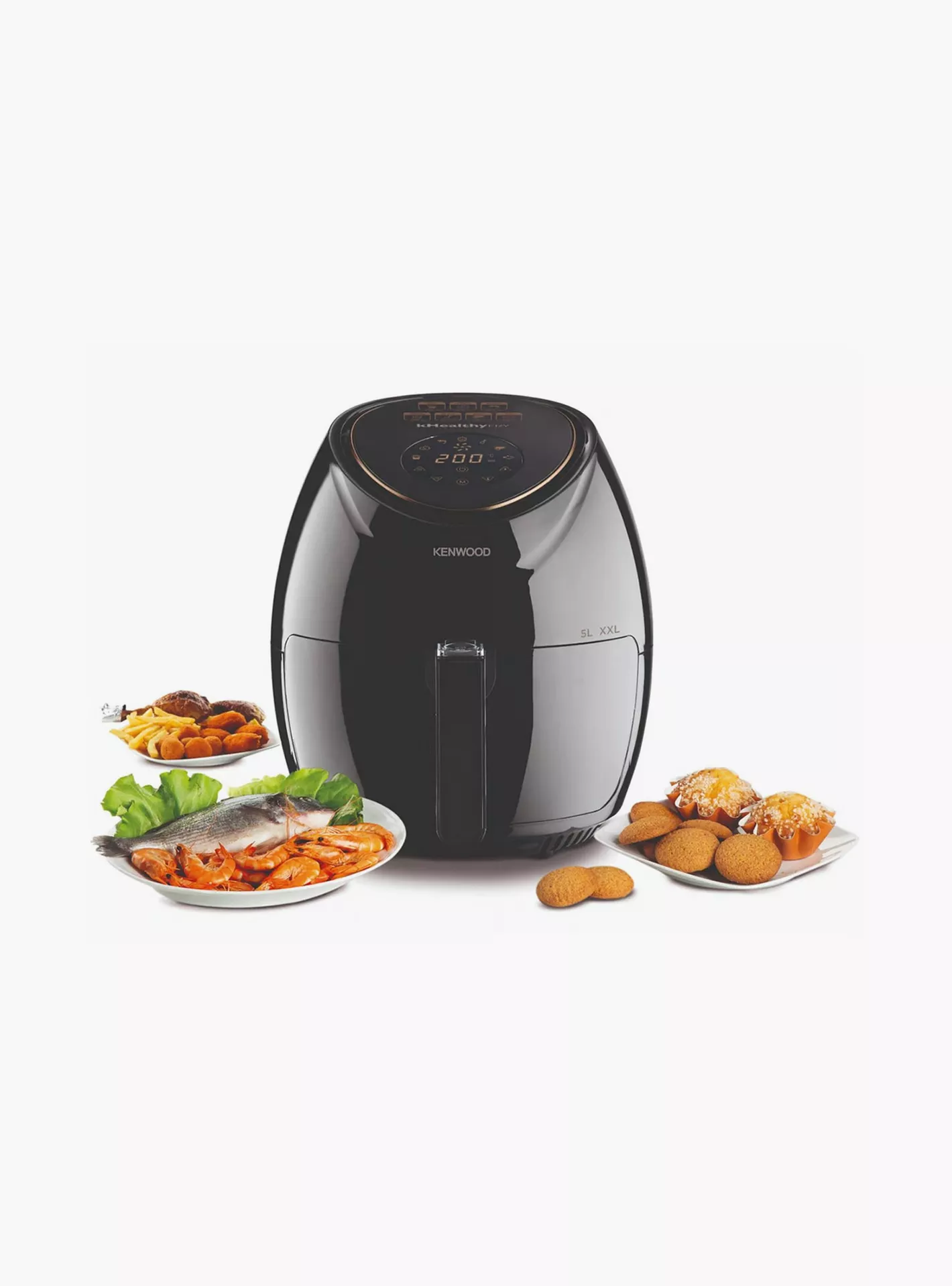 Kenwood XXL Digital Air Fryer , 5 Liter , 1500 Watt Black - HFP52BK