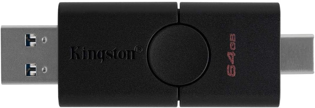Kingston DataTraveler Duo USB Type-A and USB Type-C Dual USB Flash Drive , 64 GB , Black - DTDE/64GB