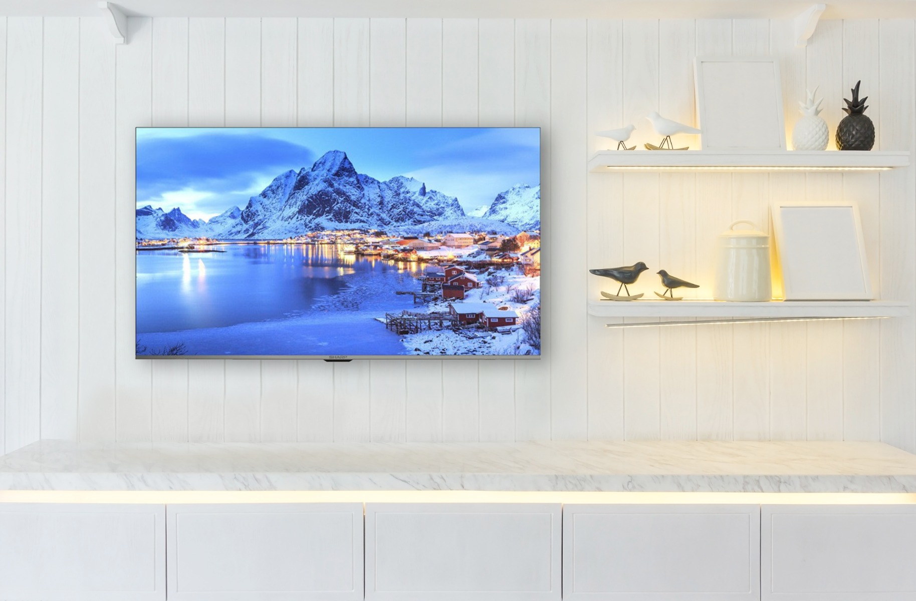 شاشة تلفزيون سمارت شارب ، مقاس 55 بوصة ، ليد ، دقة 4K UHD ، بريسيفر داخلي