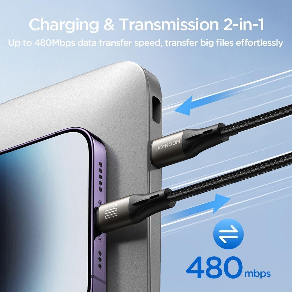 كابل شحن Type C جوي روم لايت سبيد سيريس ، طول 1.2 متر ، اسود - SA25-CC5