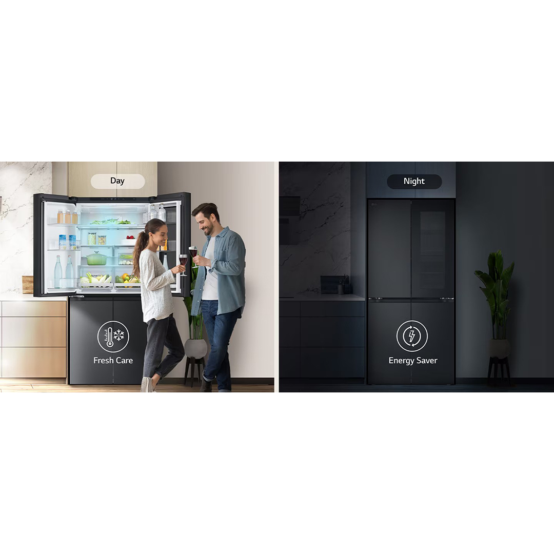 LG NoFrost French door refrigerator , 508 Liter Inverter Motor , Black - GC-X22FFQAB