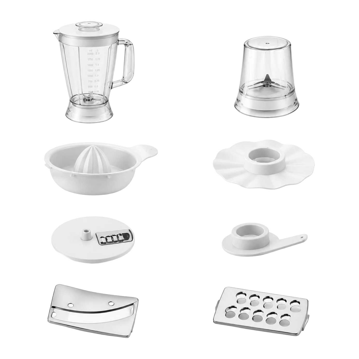 Mienta Food Processor with Attachments , 1000 Watt White - FPLV083W