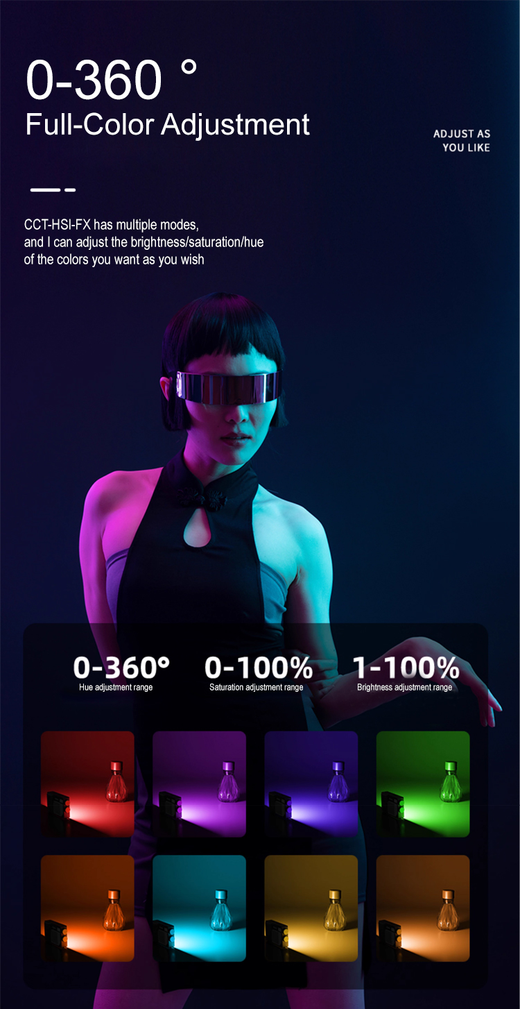 مصباح تصوير فيديو LED بتقنية COB فاجنر برو ،اسود - T100 RGB