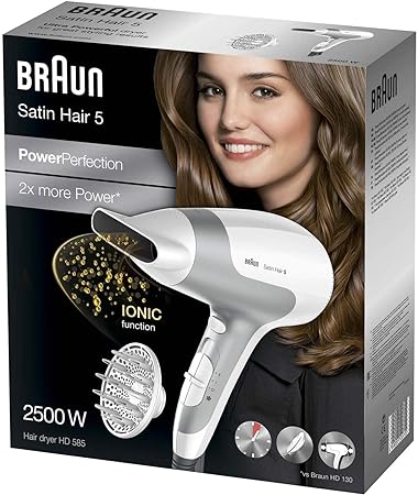 Braun Satin Hair 5 Hair Dryer 2500 Watt , White Grey - HD585